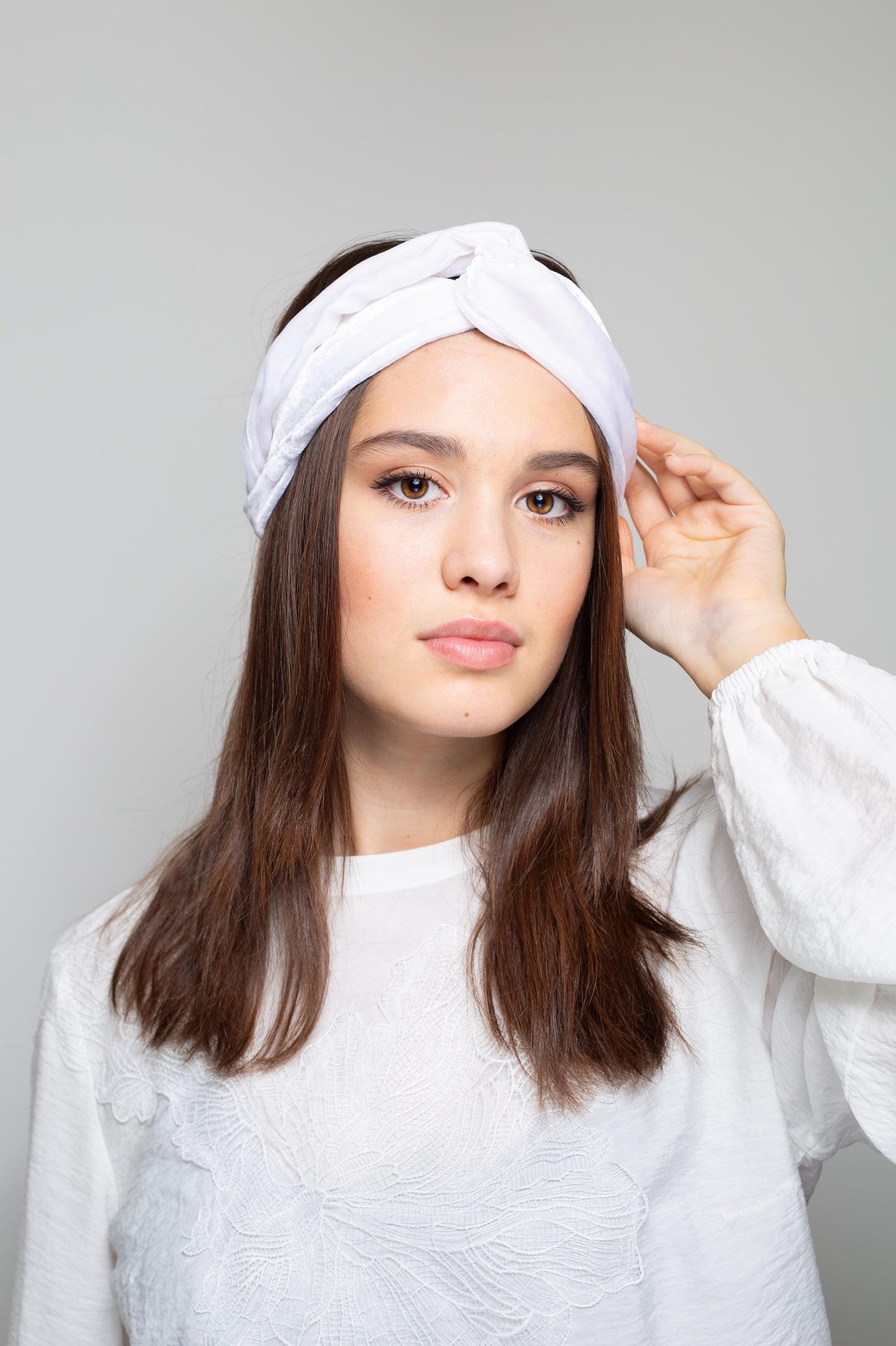 Bridal Silk Velvet Headband in white – Twist Turban for Occasion – Luxury Winter Wedding Accessory - gift for her