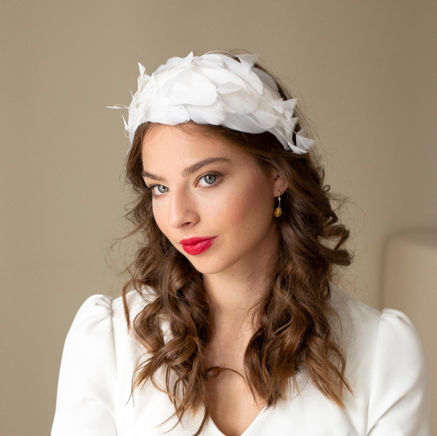 Bridal Feather Headband: White Goose Feather Headpiece