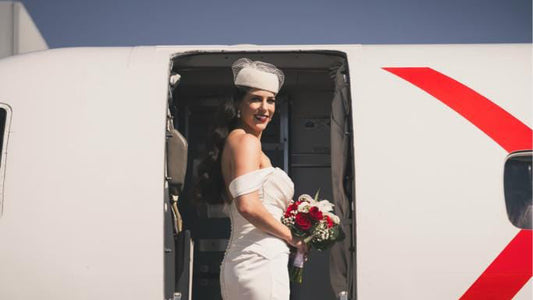 A Wedding Take-Off: A Bride, an Airplane and a Pillbox Hat
