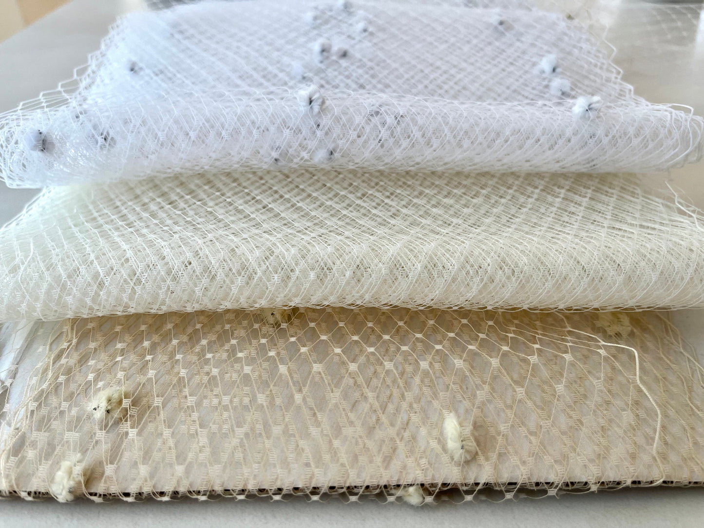 Ivory Birdcage Veil Headband: Nose-Length Bridal Veil