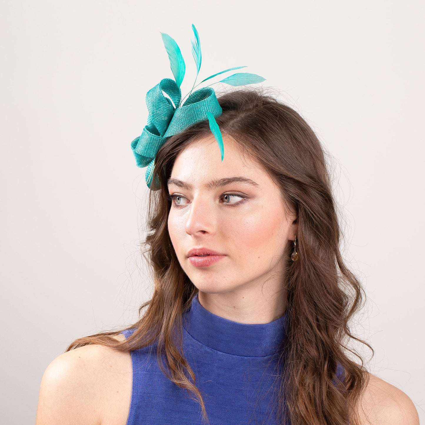 Jade Green Bow Fascinator Feather Wedding Guest Headpiece, Formal Occasion Womens Fascinator