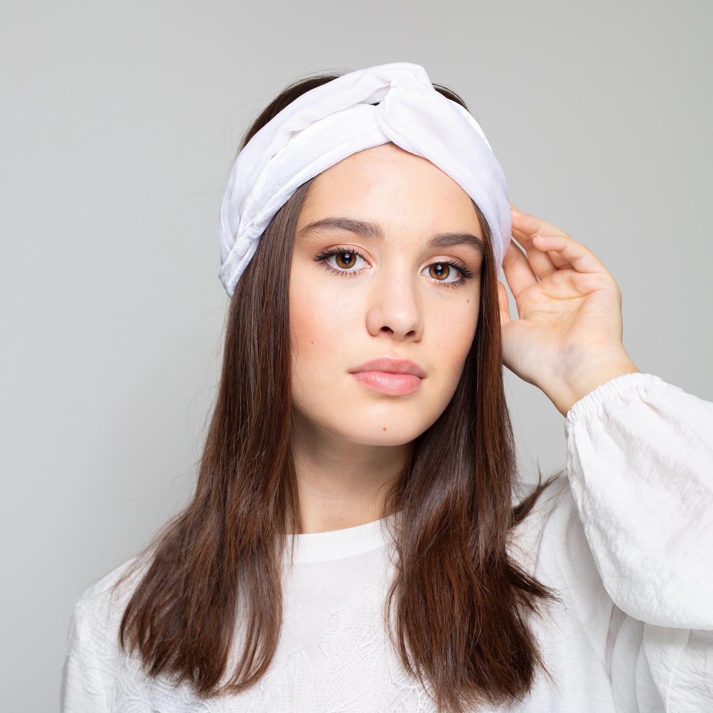 Bridal Silk Velvet Headband in white – Twist Turban for Occasion – Luxury Winter Wedding Accessory - gift for her