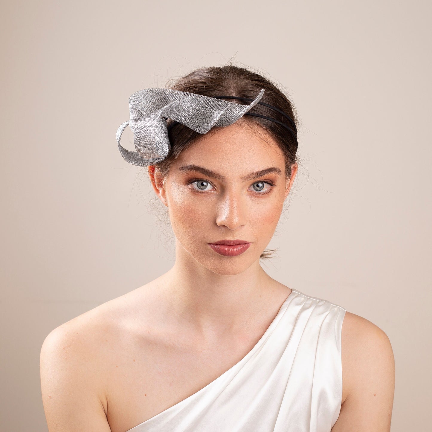 Silver Bridal Fascinator, Abstract Swirls Statement Headpiece for Wedding Guests, Party, Anniversary