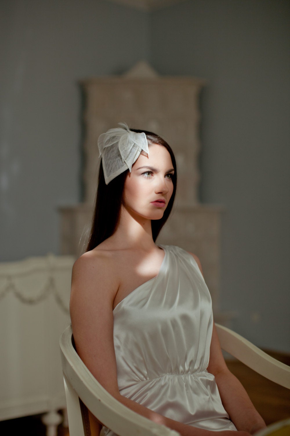 Feather Flower Bridal Hat: Vintage Millinery Headpiece