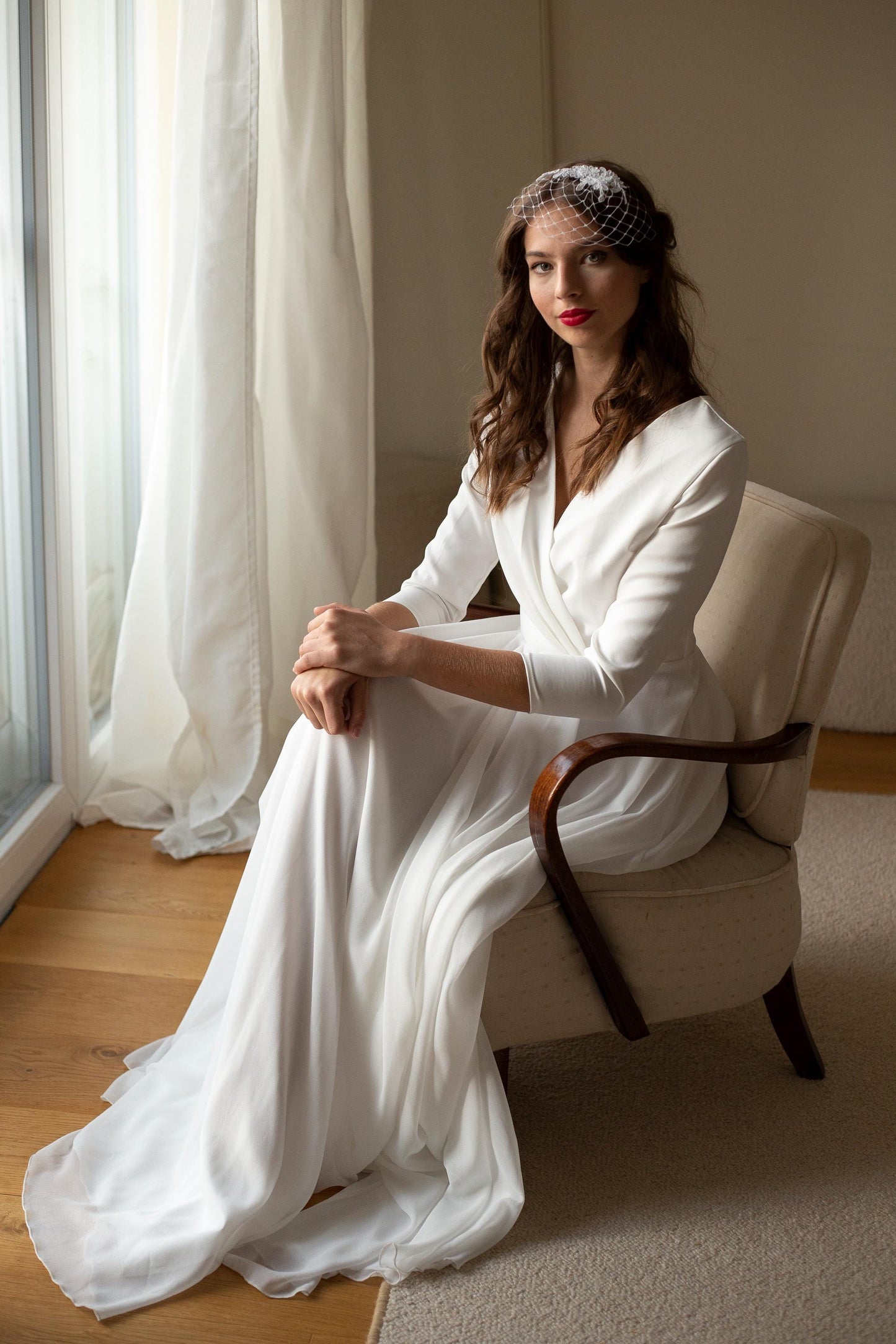 Small lace birdcage veil in white or ivory, bridal birdcage lace veil, floral lace Wedding Veil