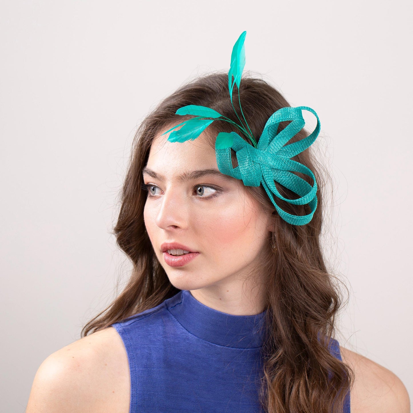 Jade Green Feather Fascinator, Formal Occasion Headpiece