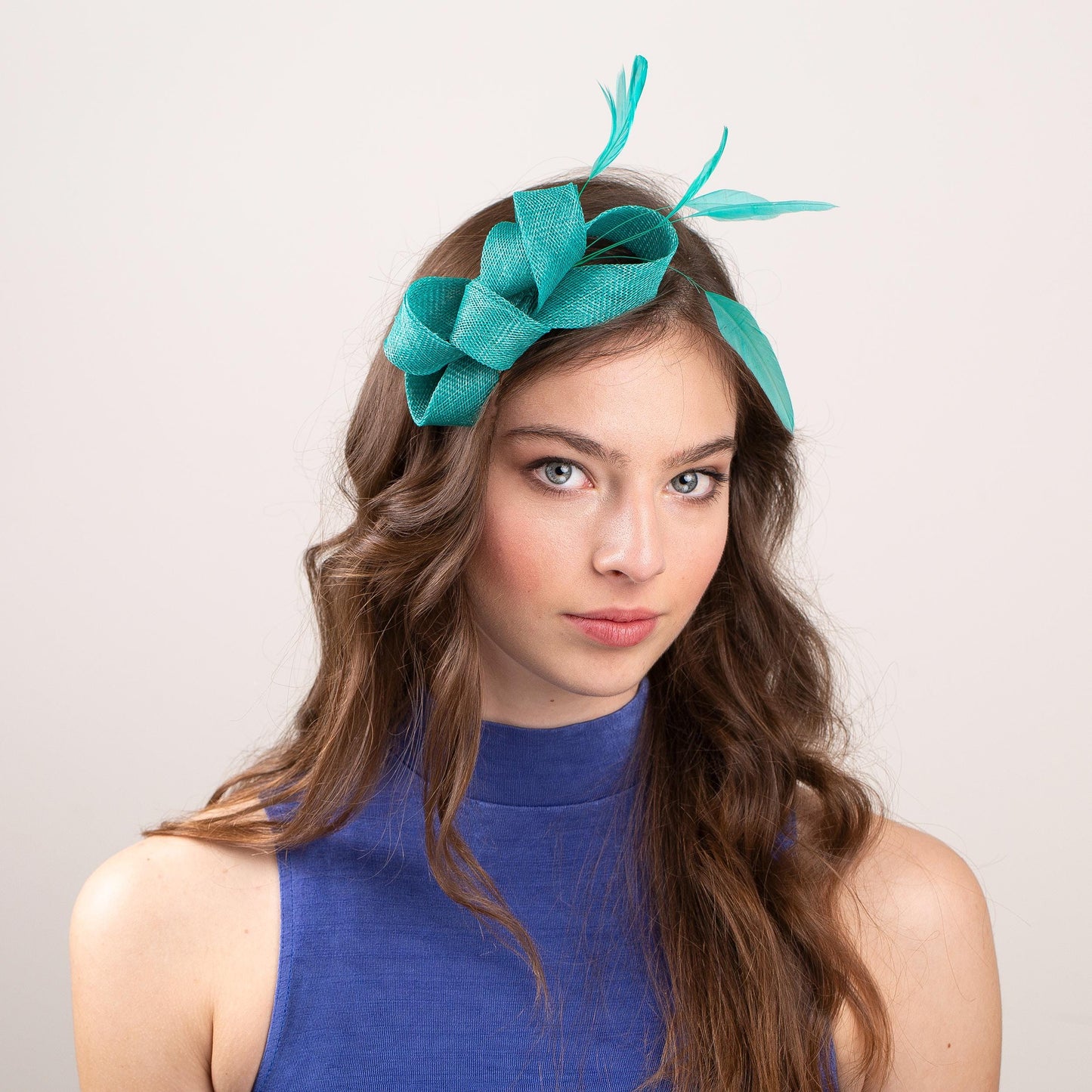 Jade Green Bow Fascinator Feather Wedding Guest Headpiece, Formal Occasion Womens Fascinator
