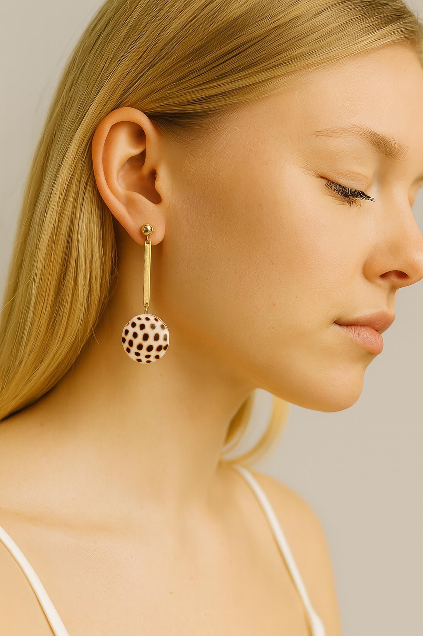 Gold Filled Shell Drop Earrings: Lightweight Natural Pattern