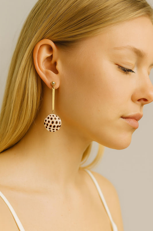 Gold Filled Shell Drop Earrings: Lightweight Natural Pattern