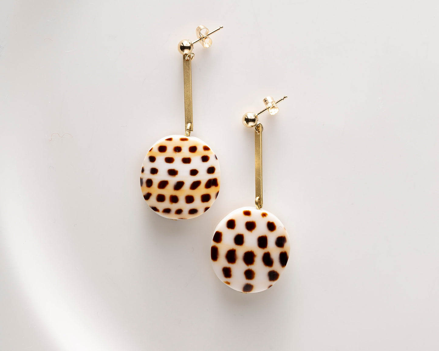 Gold Filled Shell Drop Earrings: Lightweight Natural Pattern