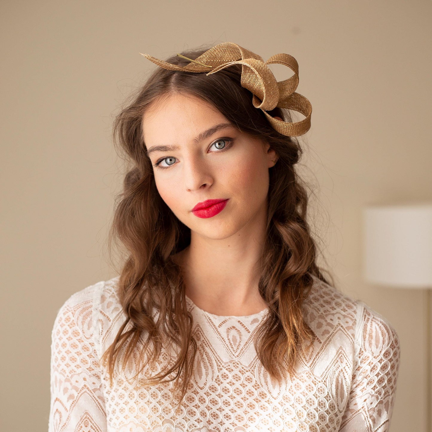 Gold Bow Fascinator Elegant Swirls Headpiece, Wedding Guest, Formal Event Fascinator