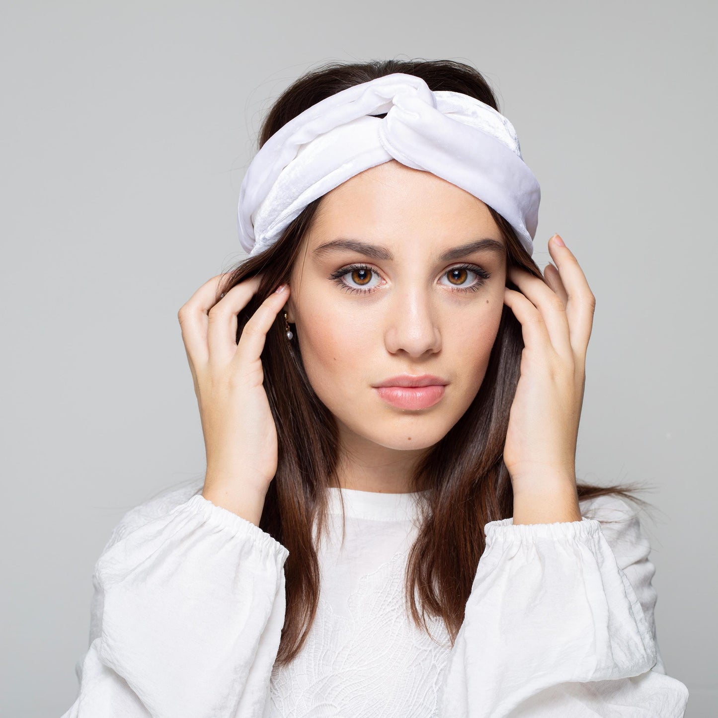 Bridal Silk Velvet Headband in white – Twist Turban for Occasion – Luxury Winter Wedding Accessory - gift for her