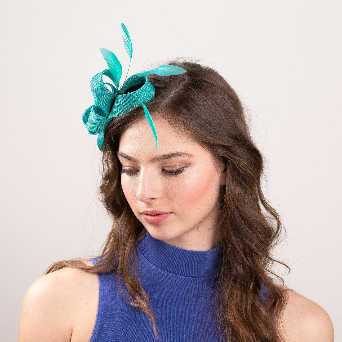 Jade Green Bow Fascinator Feather Wedding Guest Headpiece, Formal Occasion Womens Fascinator
