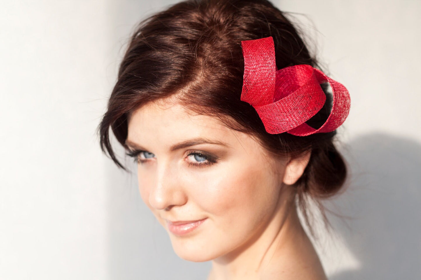 Red Fascinator for Women,  Minimalist Headpiece for Events