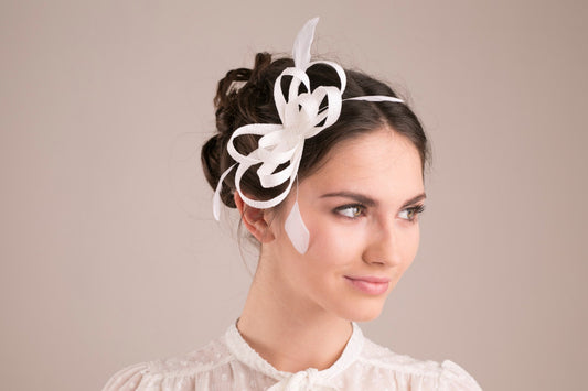Ivory Feather Fascinator, Elegant Wedding Hairpiece