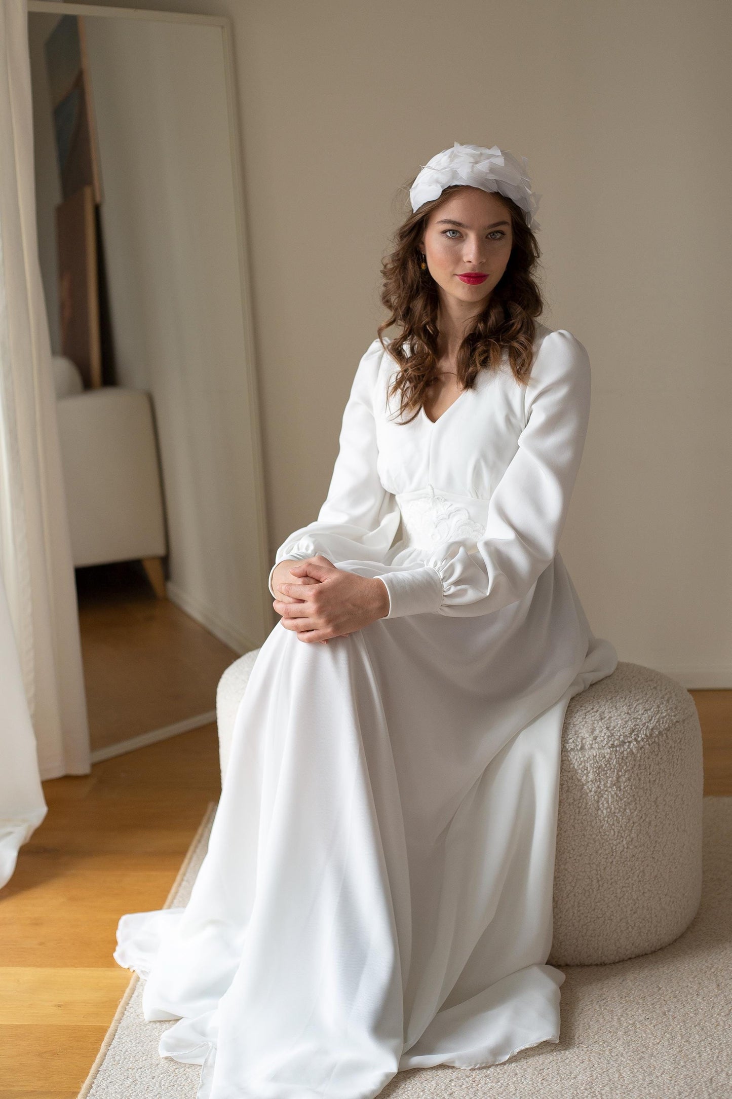 Bridal Feather Headband: White Goose Feather Headpiece