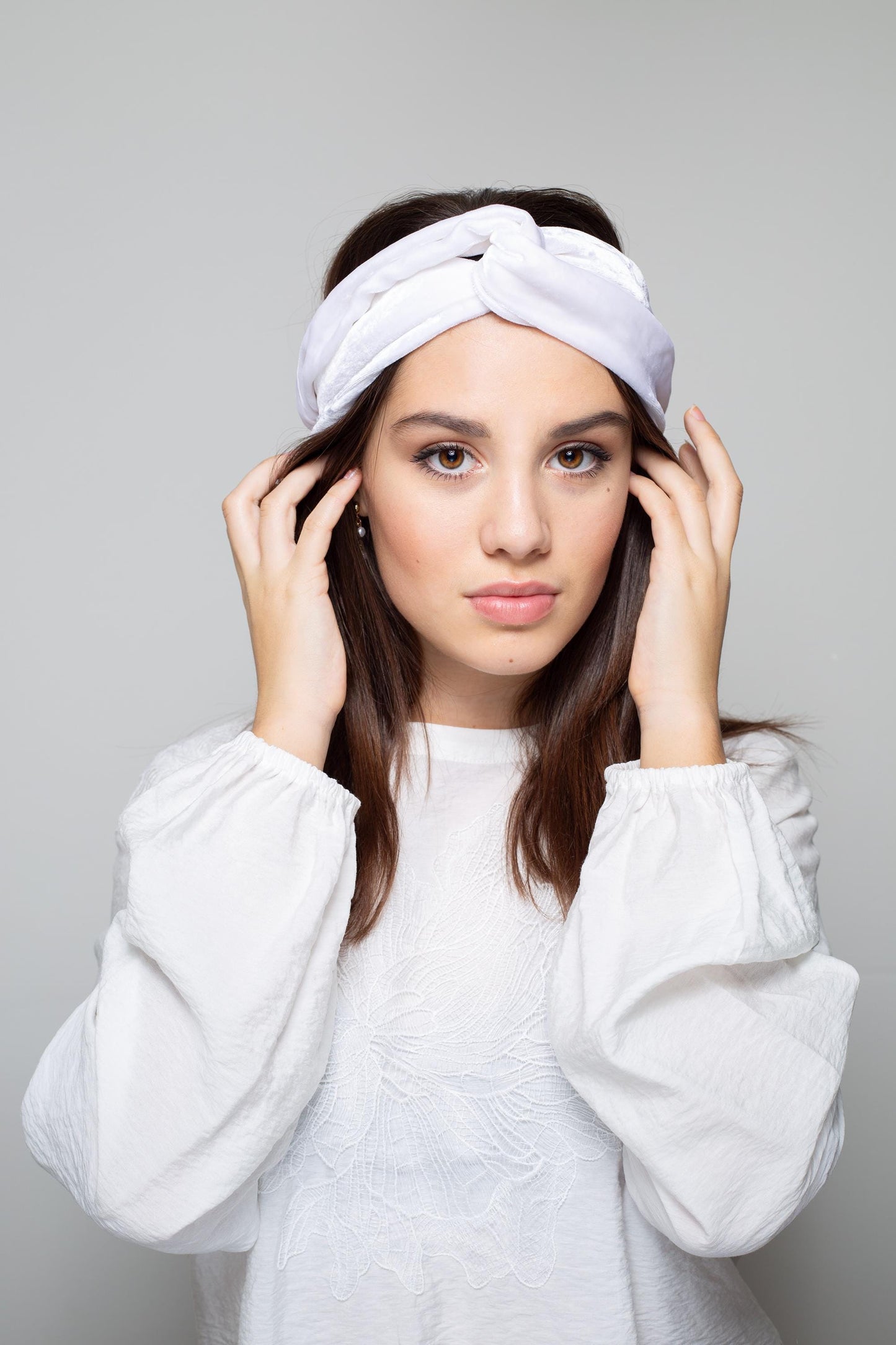 Bridal Silk Velvet Headband in white – Twist Turban for Occasion – Luxury Winter Wedding Accessory - gift for her