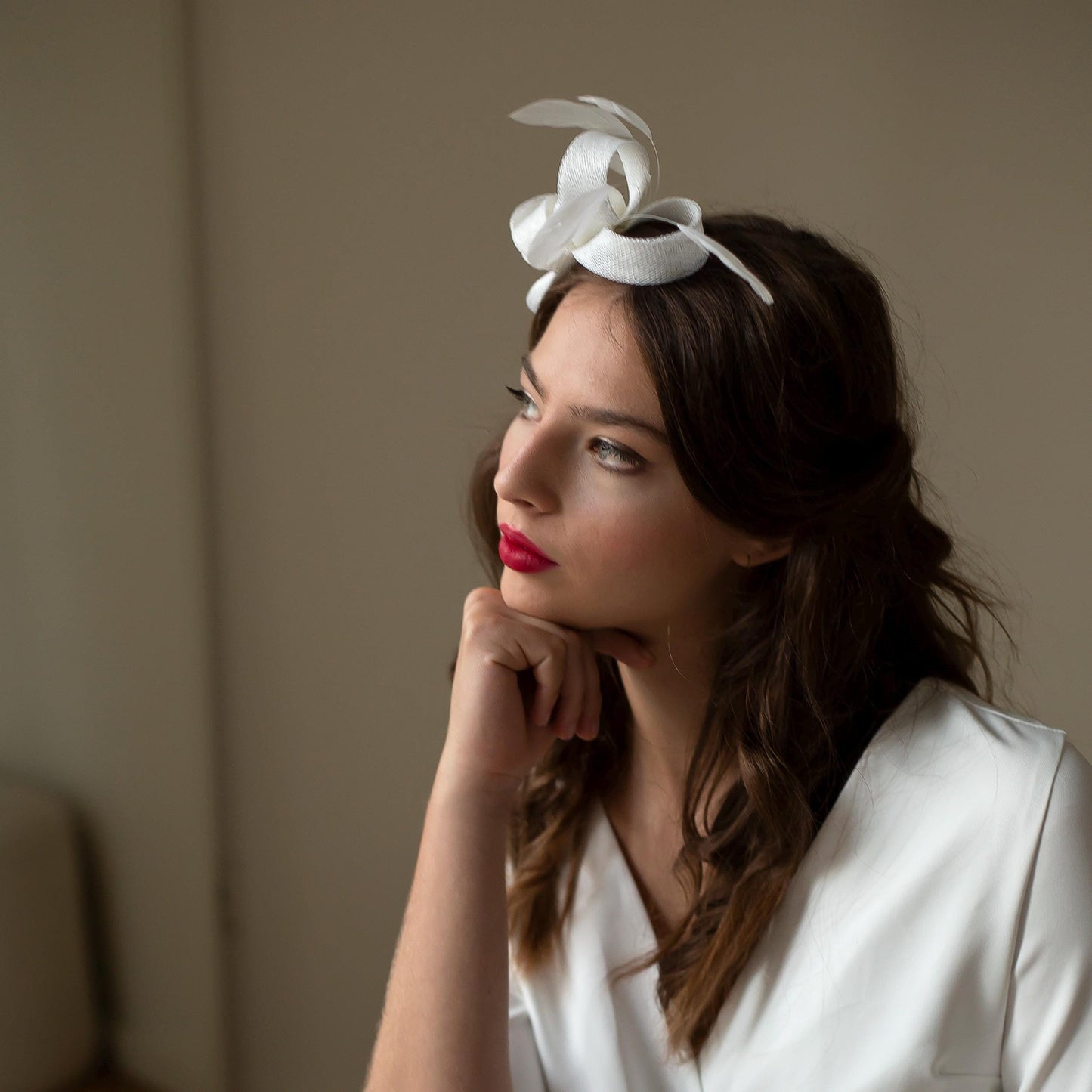 Special occasion fascinator, wedding feather headpiece for a bride, wedding guest or bridesmaids, elegant formal feather headpiece