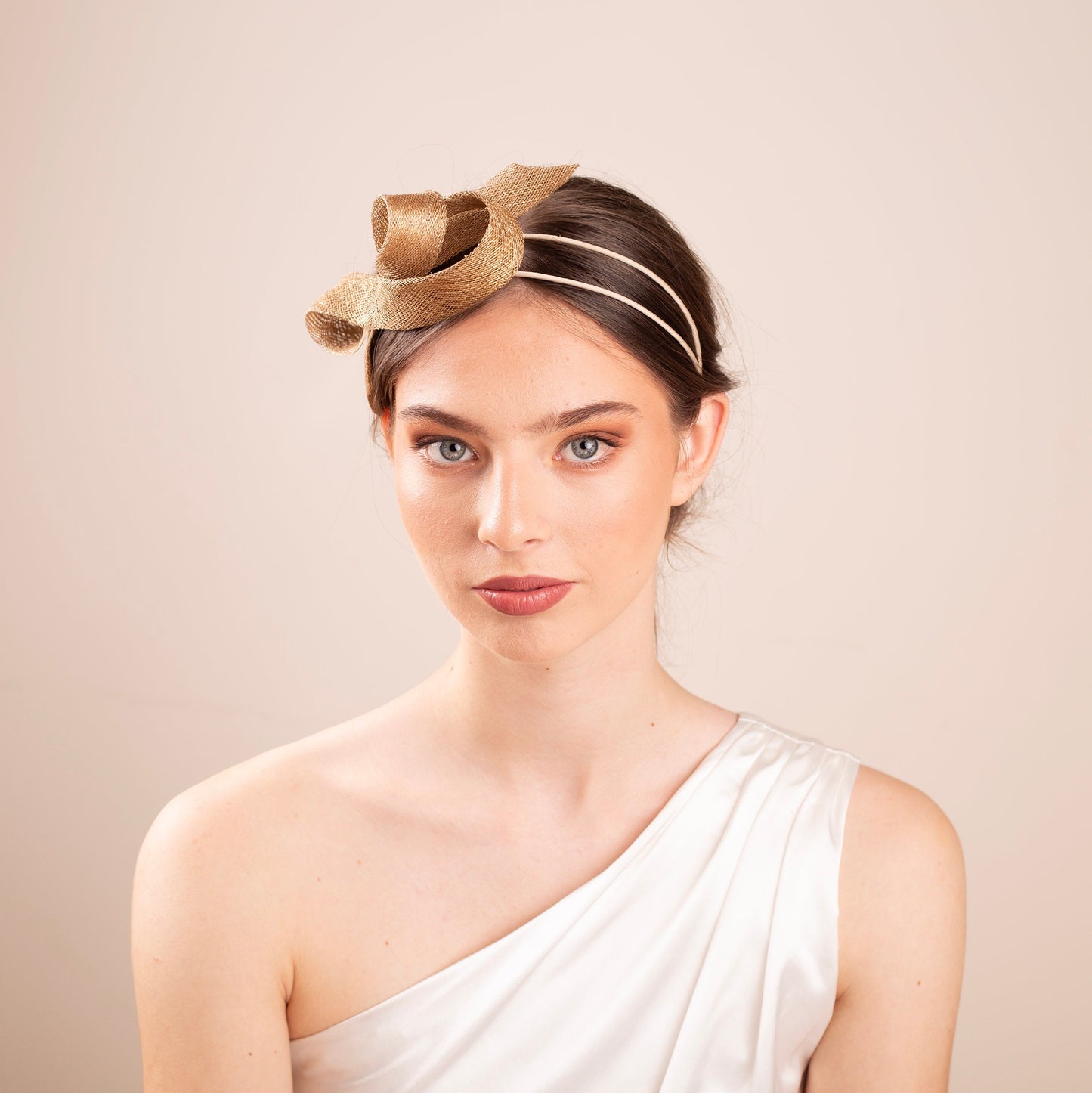 Gold Bow Fascinator Headband, Elegant Wedding Headpiece