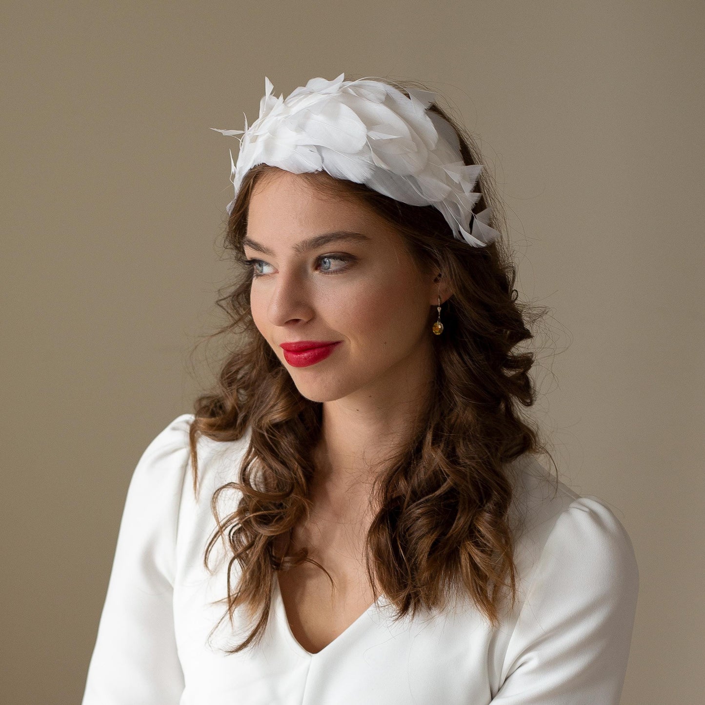 Bridal Feather Headband: White Goose Feather Headpiece