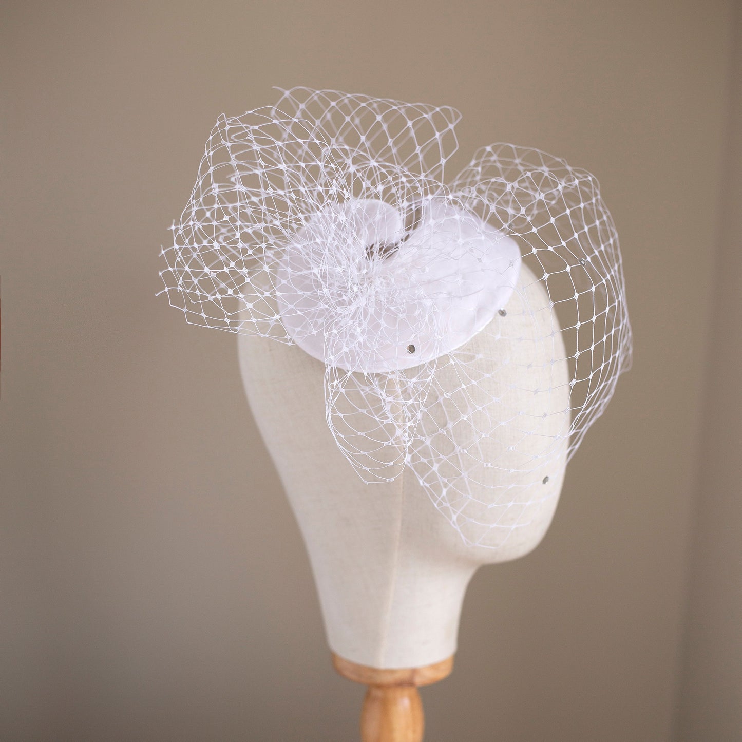 Velvet Birdcage Headpiece: 1950s Style Bridal Half Hat