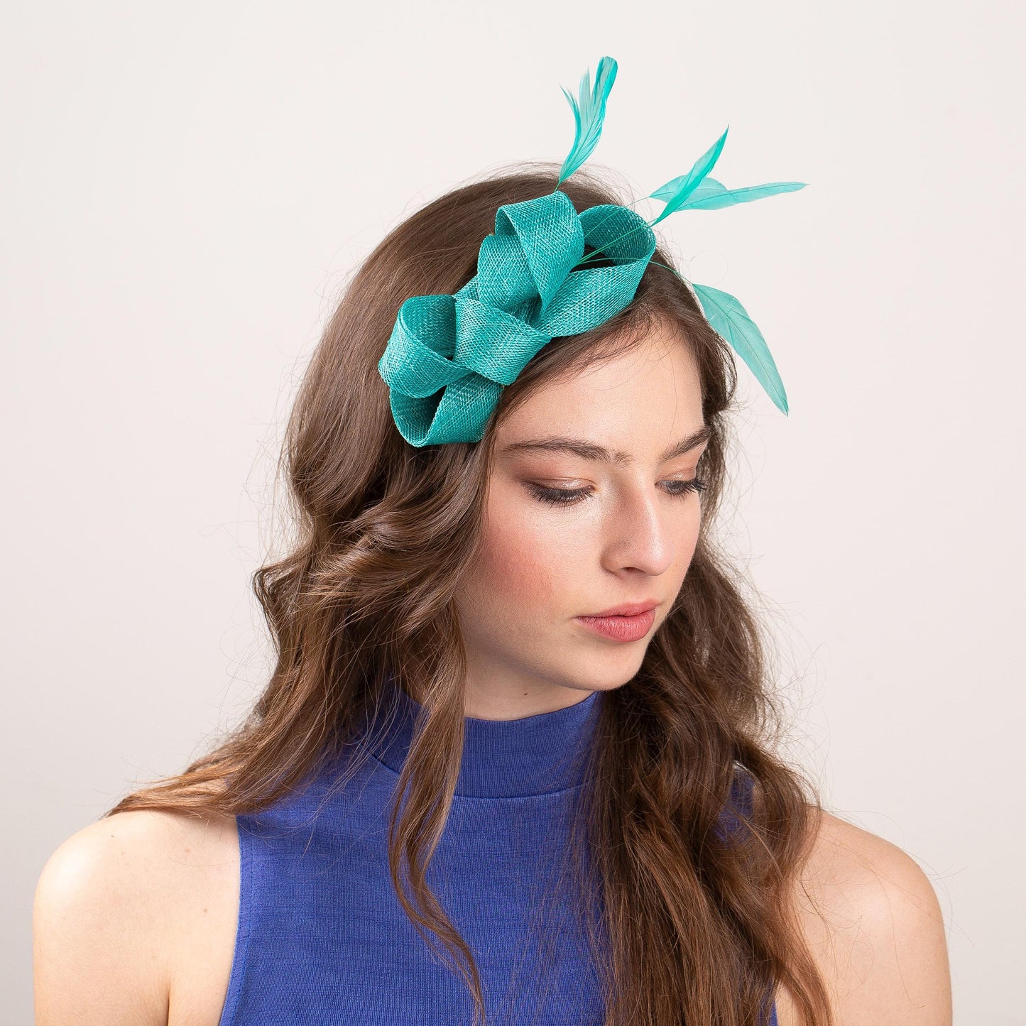 Jade Green Bow Fascinator Feather Wedding Guest Headpiece, Formal Occasion Womens Fascinator