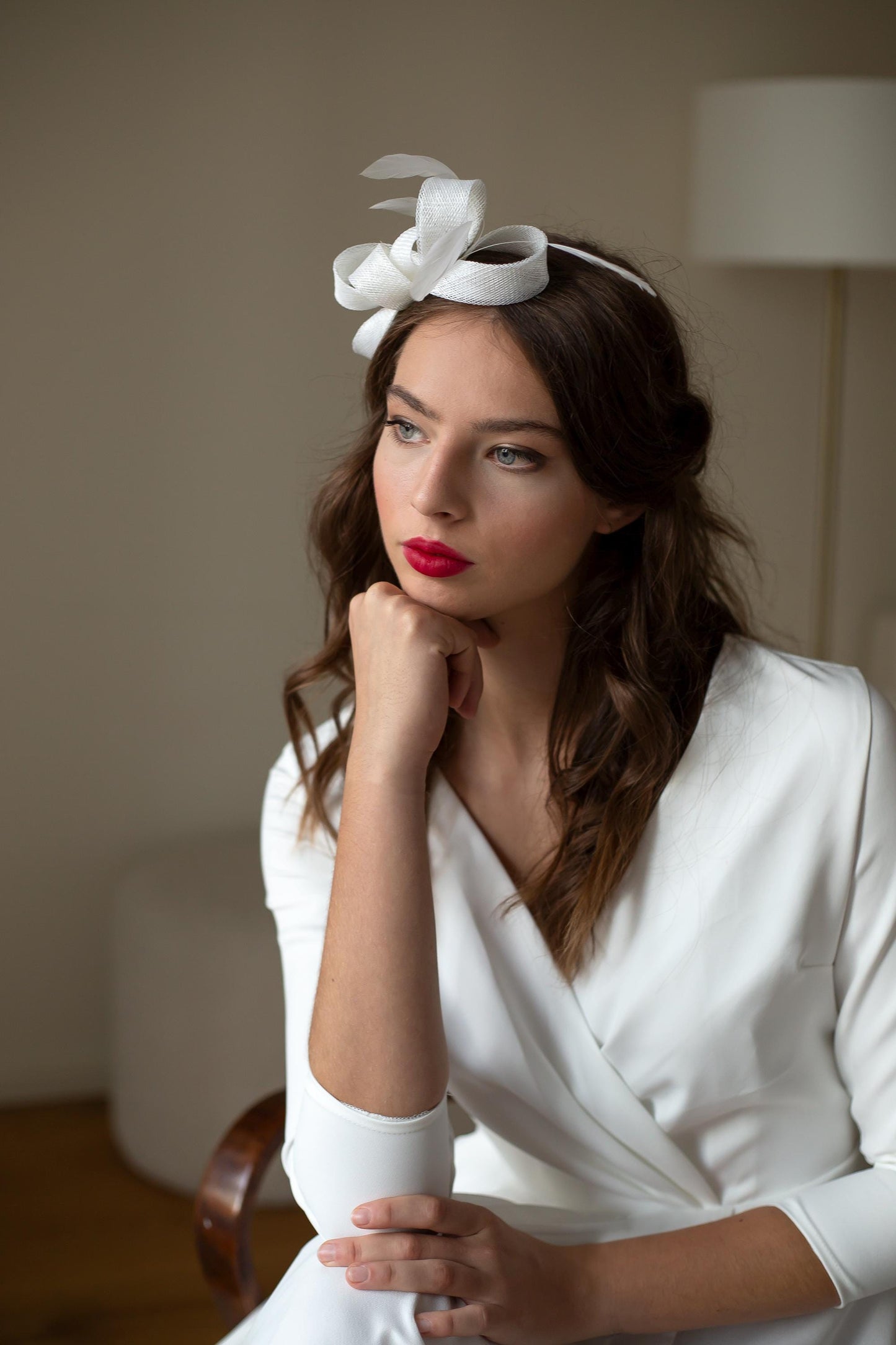 Special occasion fascinator, wedding feather headpiece for a bride, wedding guest or bridesmaids, elegant formal feather headpiece