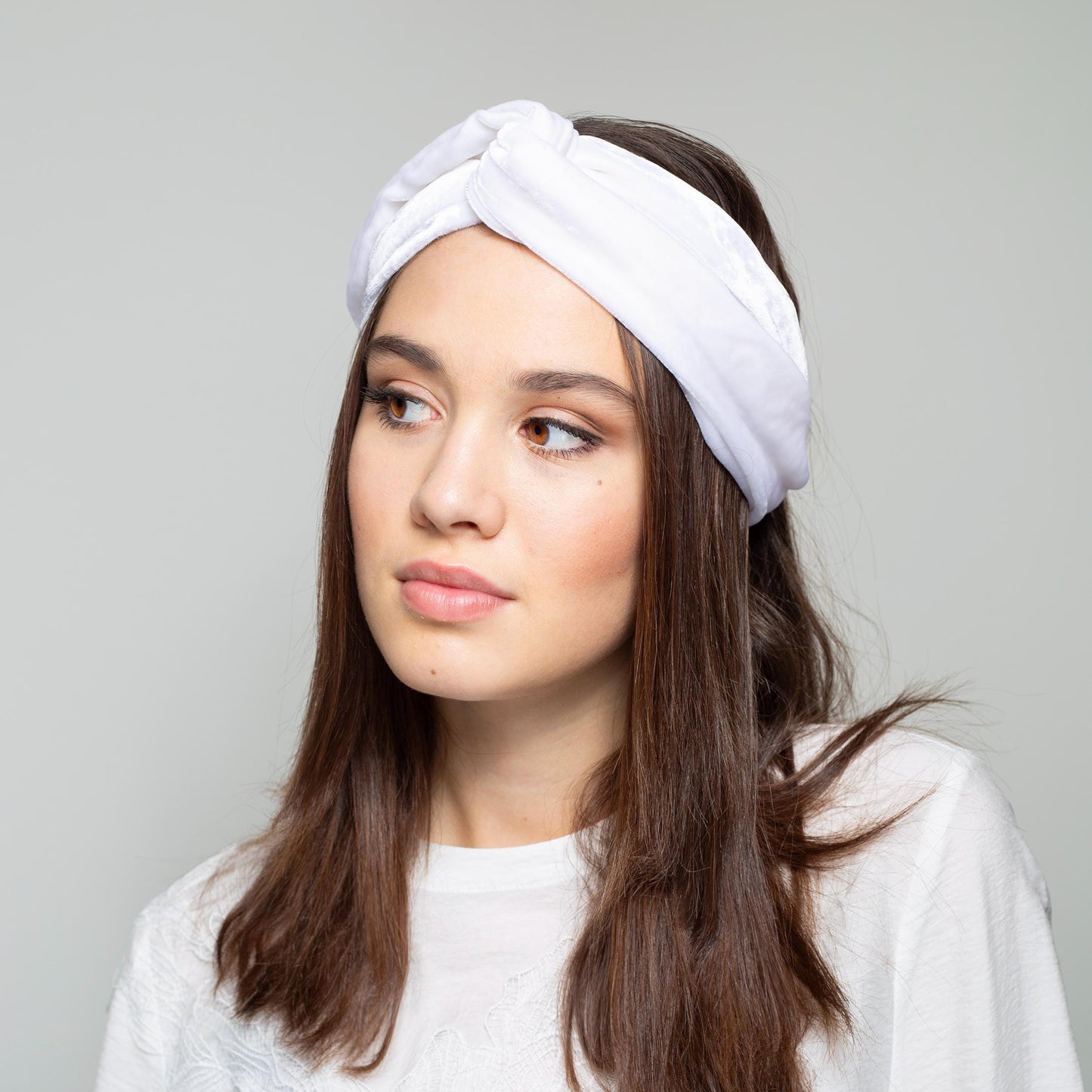 Bridal Silk Velvet Headband in white – Twist Turban for Occasion – Luxury Winter Wedding Accessory - gift for her