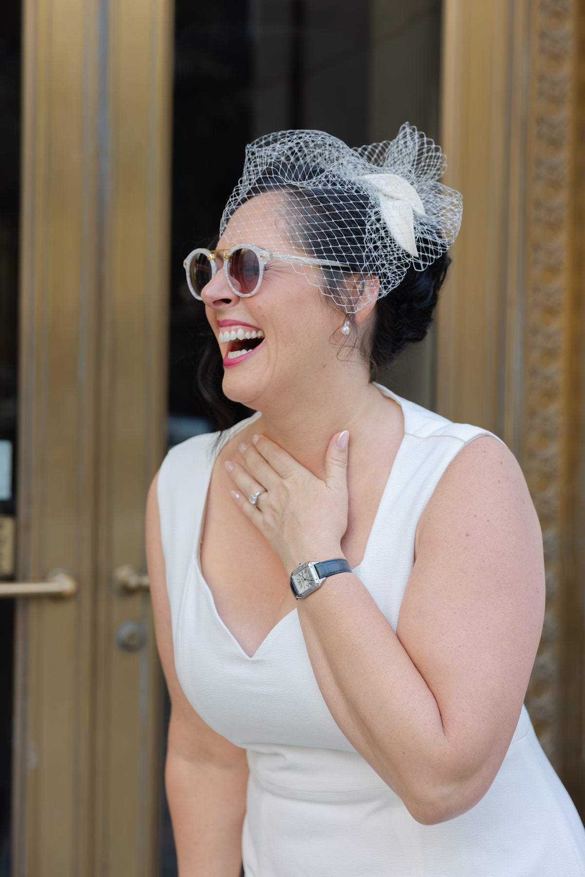 Birdcage Veil Bridal Fascinator – Ivory Felt Petals, Universal Headpiece to match Gowns, Cocktail Dresses, Tailored Suits or Jumpsuits