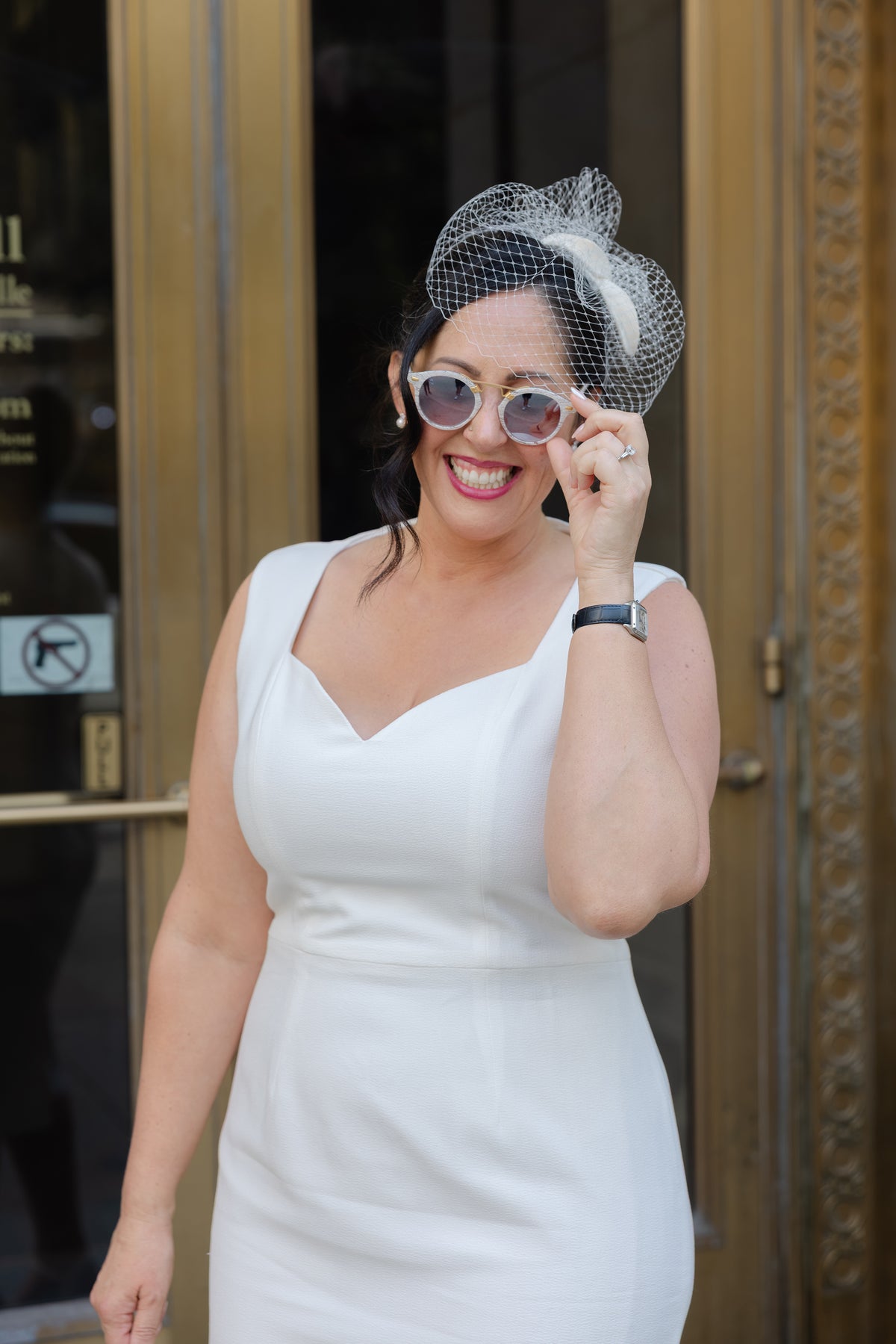 Birdcage Veil Bridal Fascinator – Ivory Felt Petals, Universal Headpiece to match Gowns, Cocktail Dresses, Tailored Suits or Jumpsuits