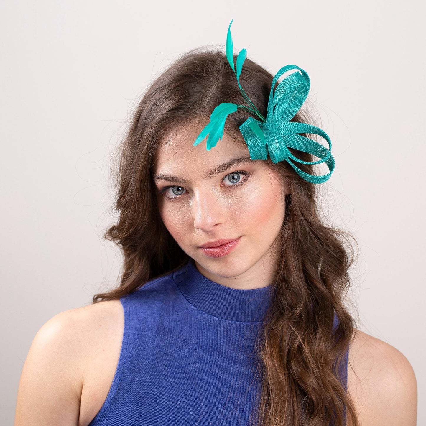 Jade Green Feather Fascinator, Formal Occasion Headpiece