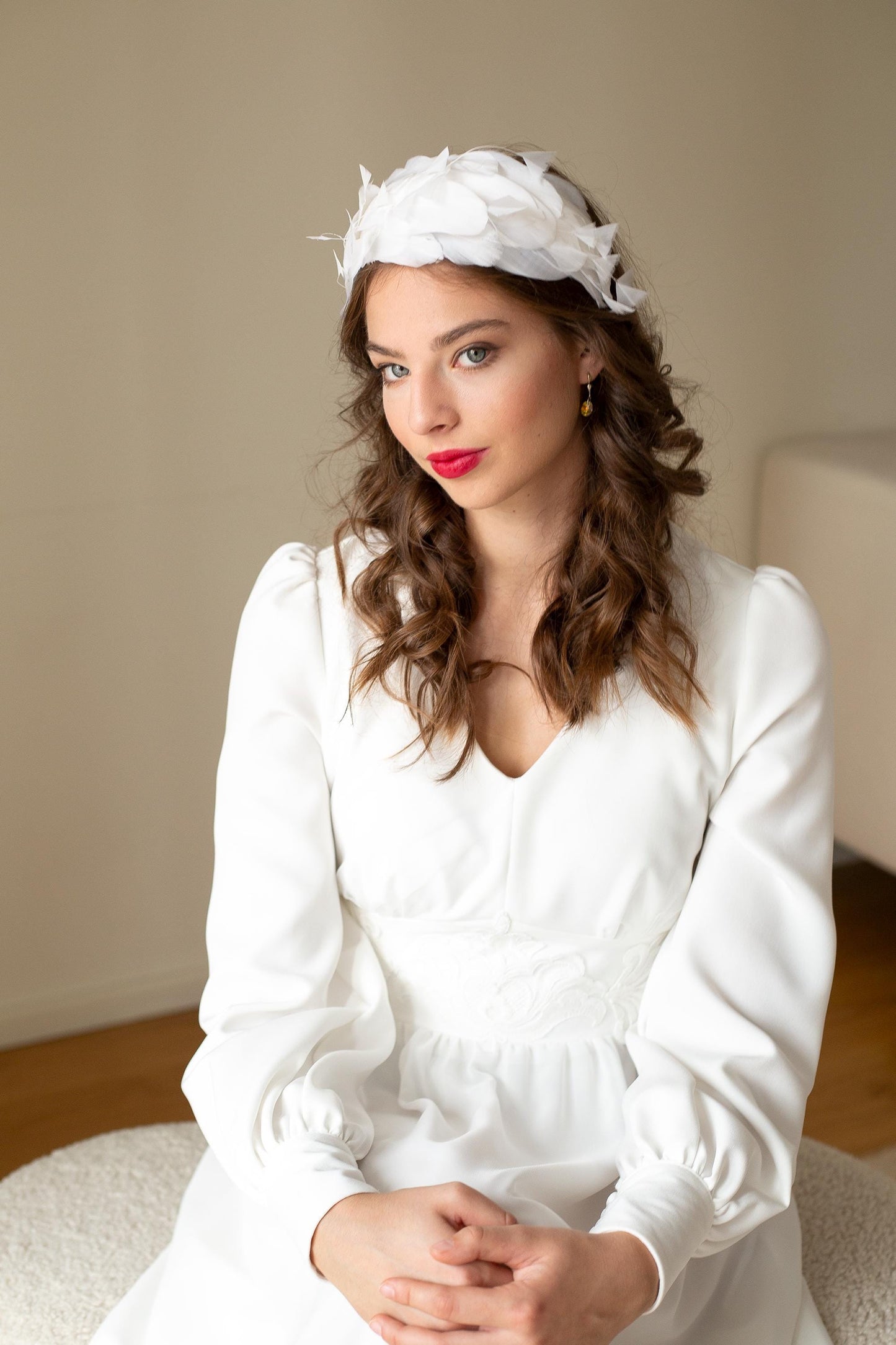 Bridal Feather Headband: White Goose Feather Headpiece