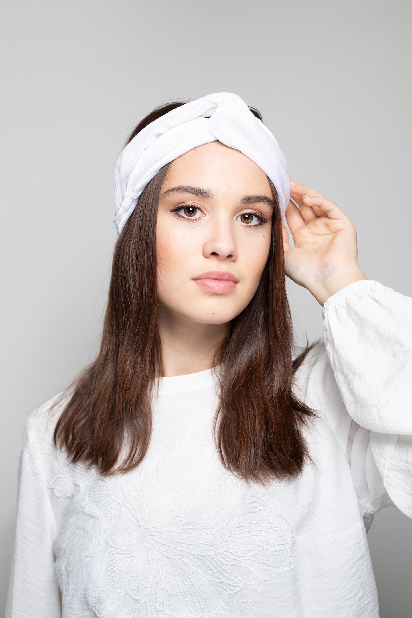 Bridal Silk Velvet Headband in white – Twist Turban for Occasion – Luxury Winter Wedding Accessory - gift for her