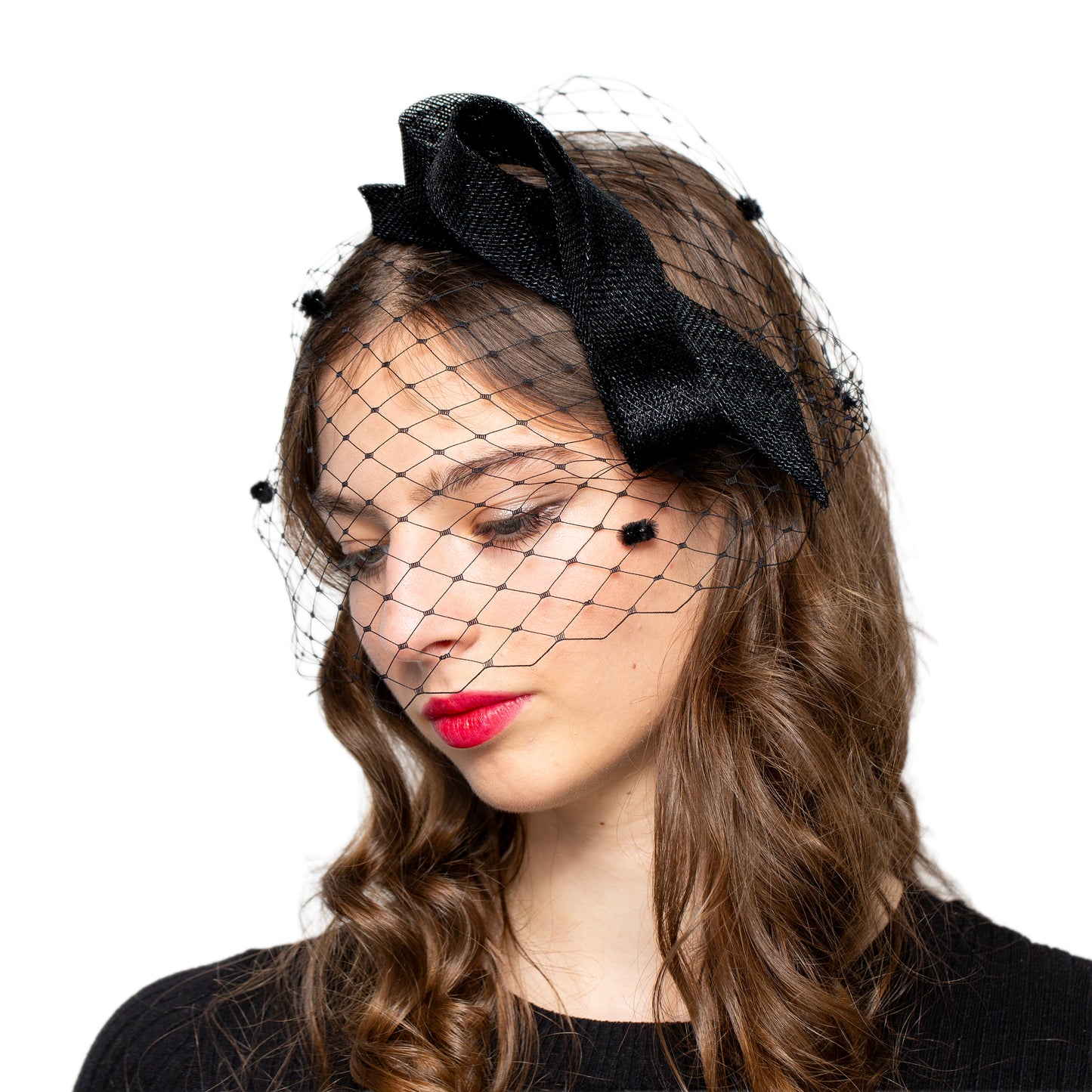 Minimalist Black Bow Fascinator: Wedding Guest Hair Piece on Headband