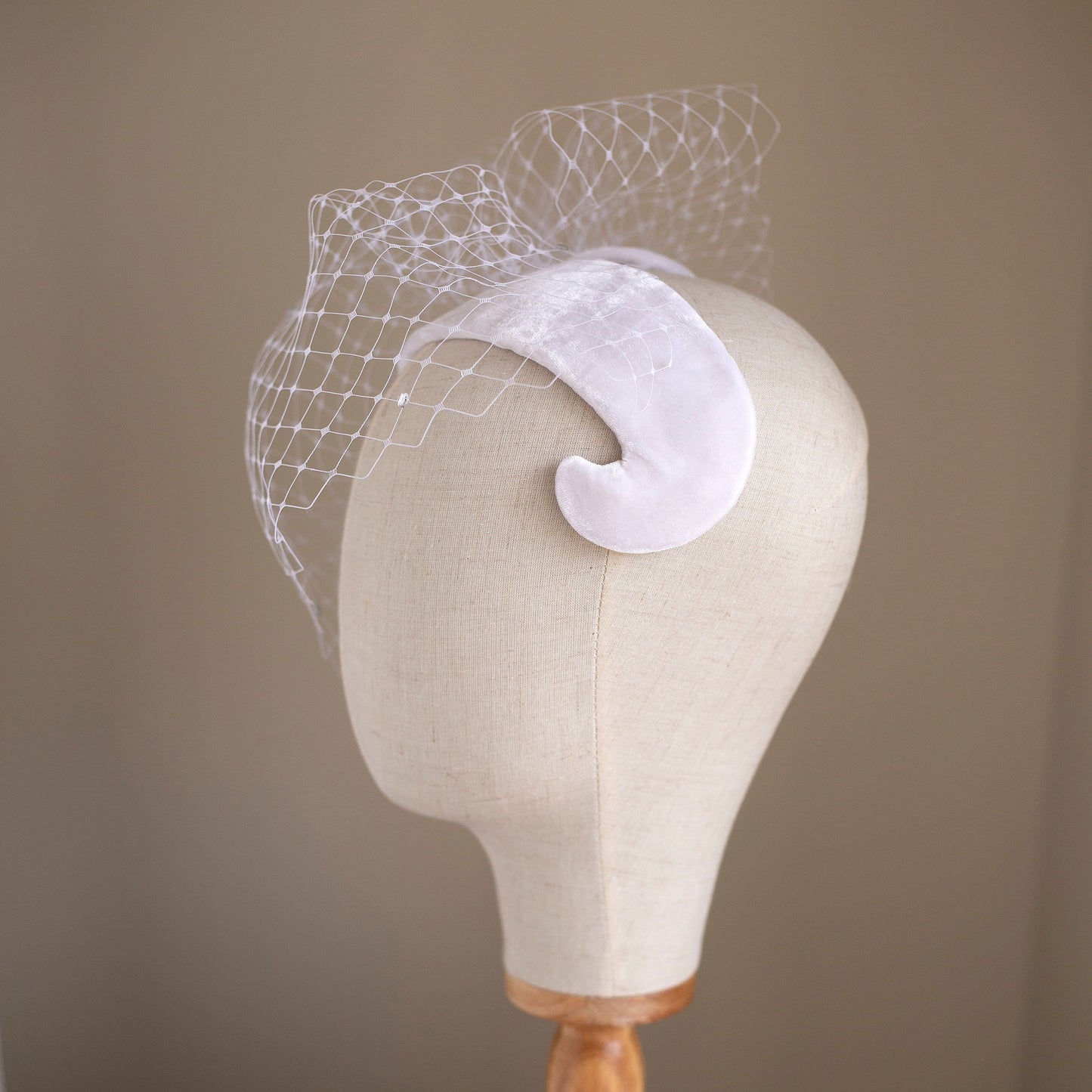 Velvet Birdcage Headpiece: 1950s Style Bridal Half Hat