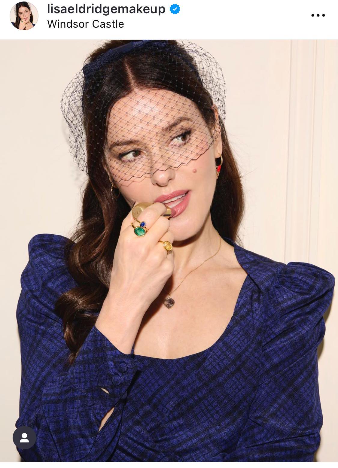 Navy Birdcage Veil with Bow: Lisa Eldridge Headpiece