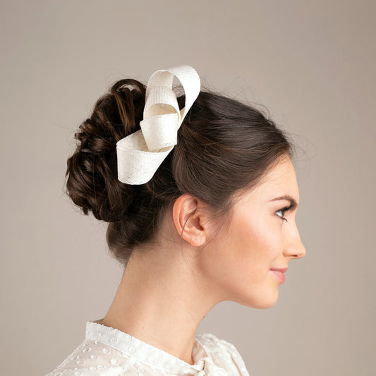 White Bow Fascinator: Minimalist Wedding Headpiece