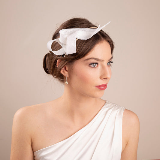 Wedding guest sculptural fascinator on comfortable double headband, women millinery fascinator
