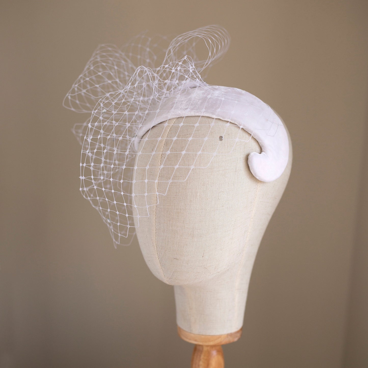 Velvet Birdcage Headpiece: 1950s Style Bridal Half Hat