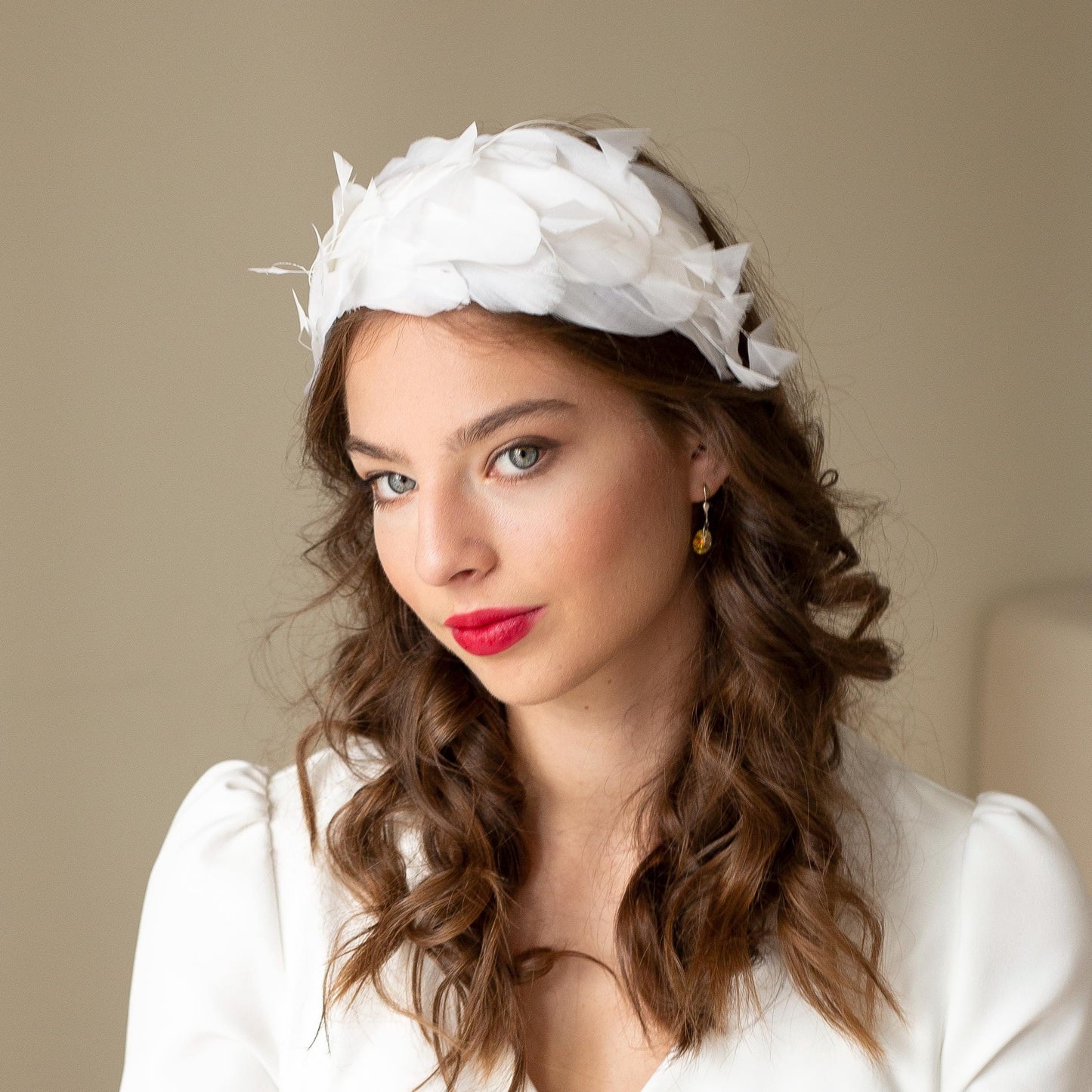 Bridal Feather Headband: White Goose Feather Headpiece