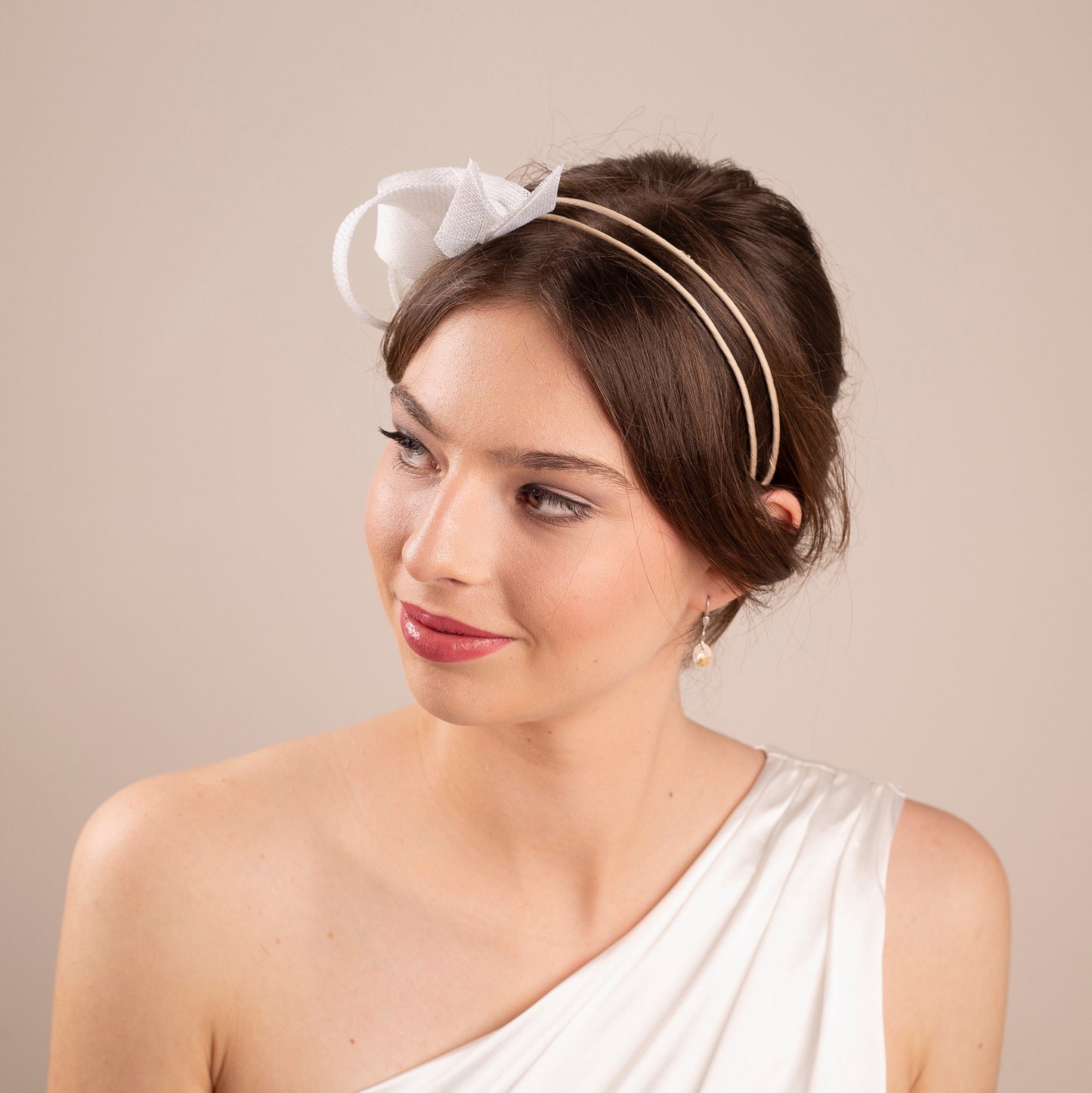 Bridal White Sinamay Fascinator: Minimalist Wedding Headpiece