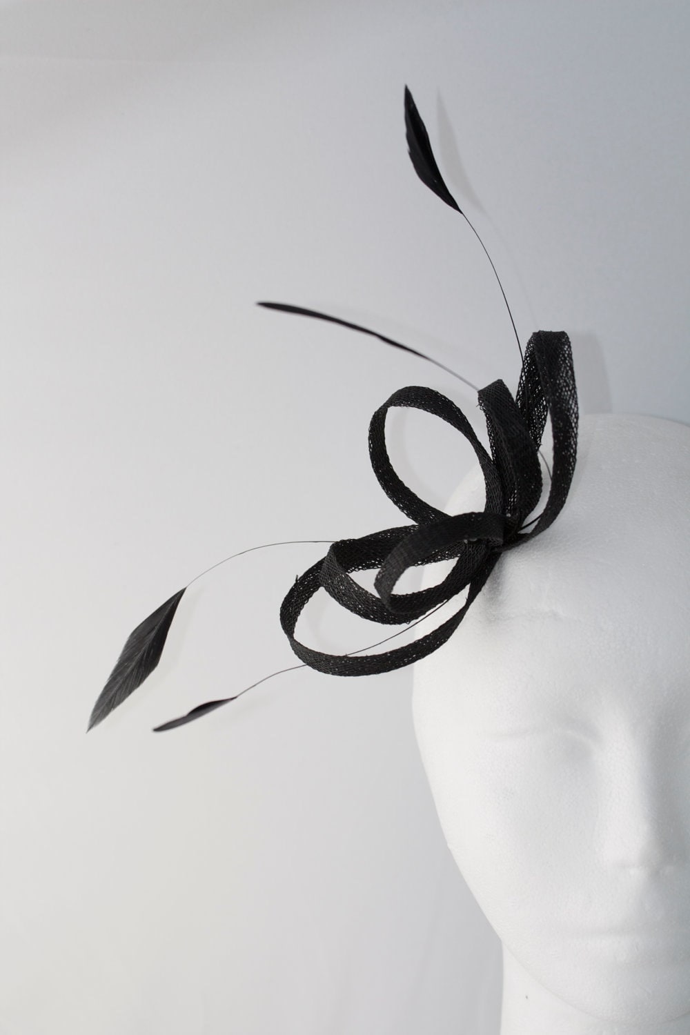 Black Feather Fascinator: Minimalist Wedding Guest or Occasion Headpiece