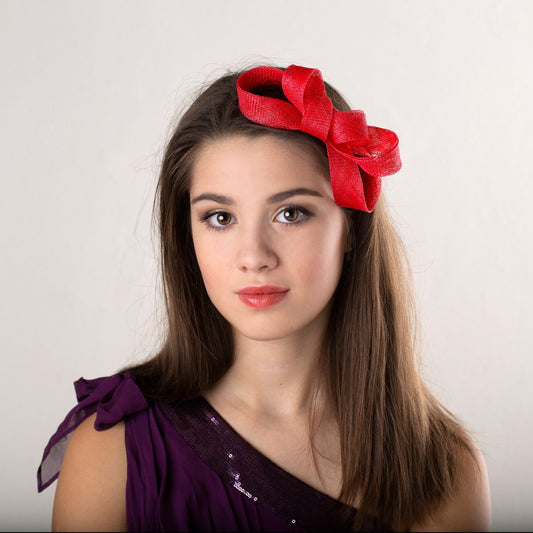 Poppy Red Bow Fascinator – Versatile Wedding Hair Accessory for Brides, Bridesmaids & Guests