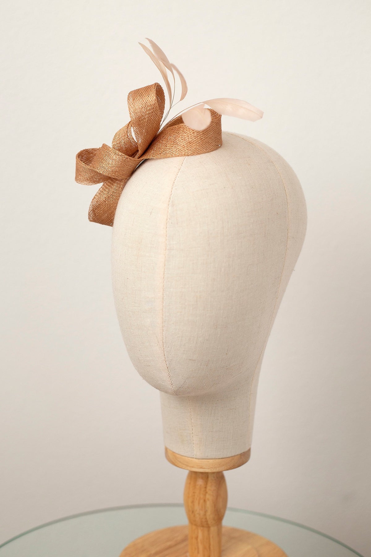 Beige Feather Fascinator | Handmade Sinamay Millinery Headpiece for Weddings & Special Occasions