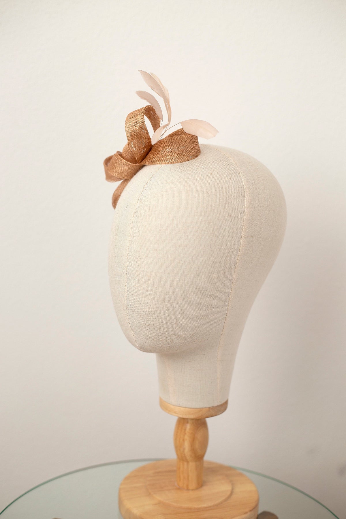 Beige Feather Fascinator | Handmade Sinamay Millinery Headpiece for Weddings & Special Occasions