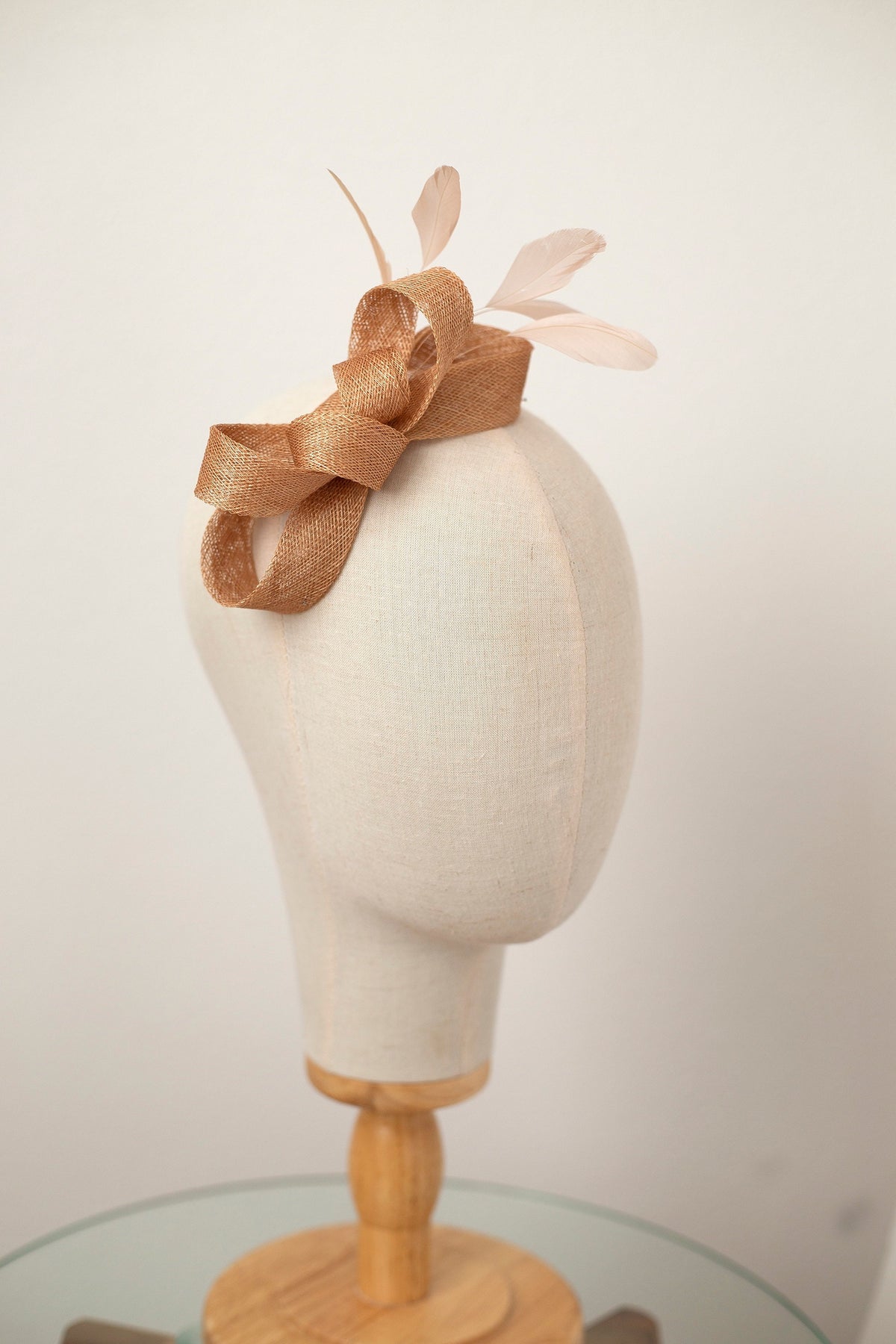 Beige Feather Fascinator | Handmade Sinamay Millinery Headpiece for Weddings & Special Occasions