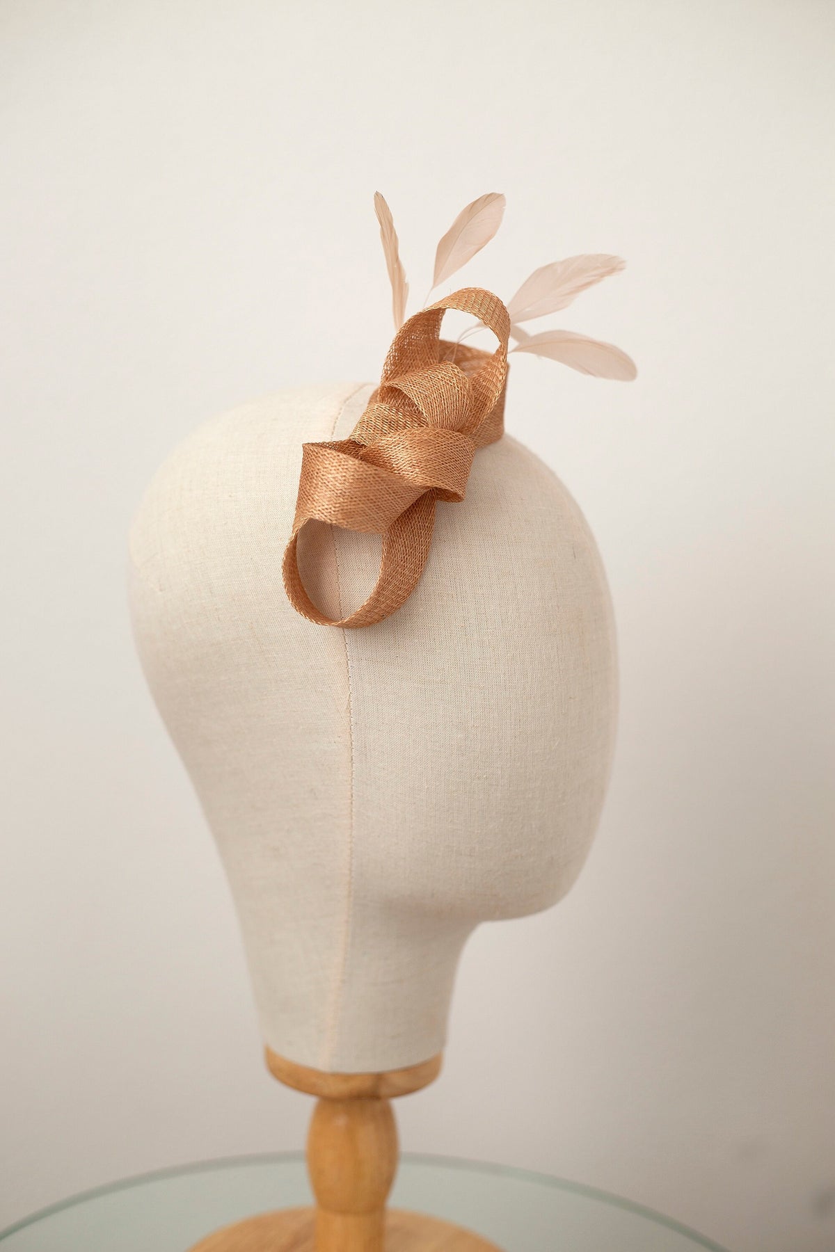 Beige Feather Fascinator | Handmade Sinamay Millinery Headpiece for Weddings & Special Occasions