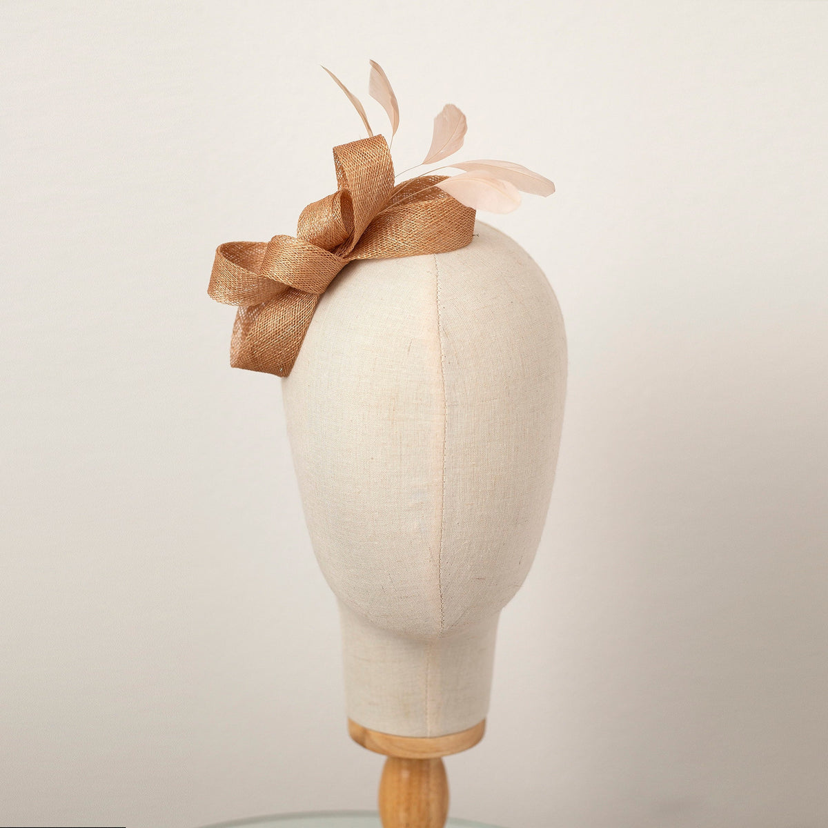 Beige Feather Fascinator | Handmade Sinamay Millinery Headpiece for Weddings & Special Occasions