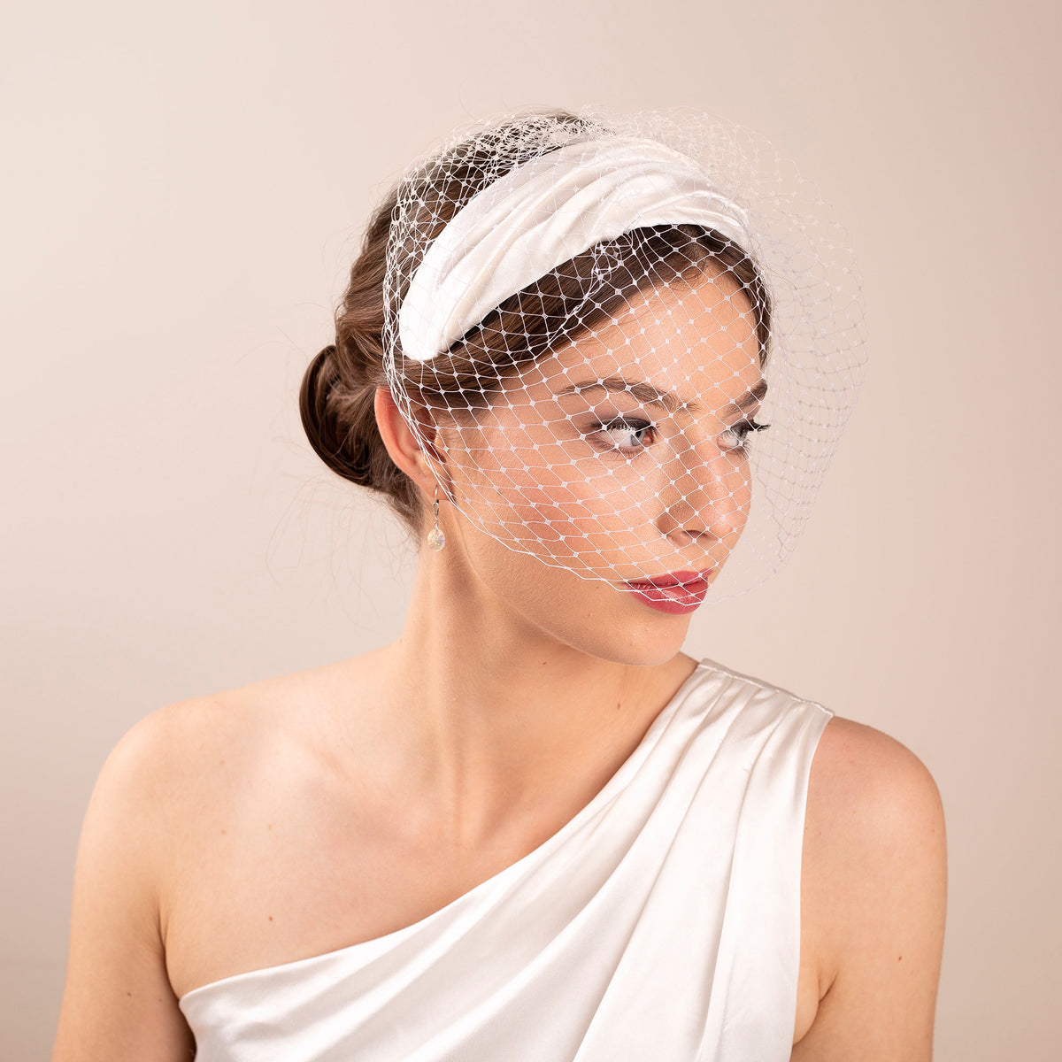 Silk Satin Bridal Headband, Vintage inspired Wedding Headpiece covered in Silk