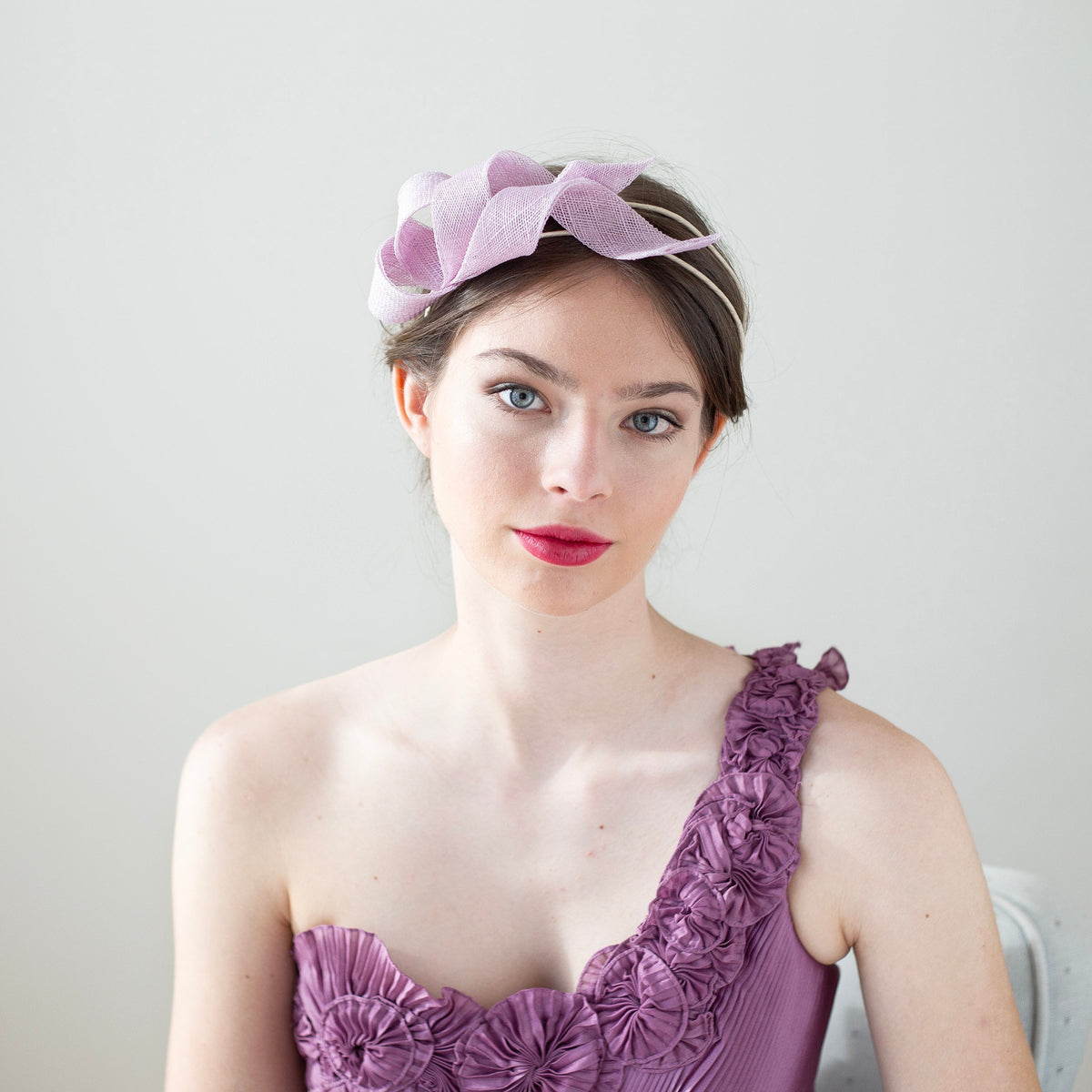 Lilac Sinamay Fascinator: Elegant Wedding Headband, Occasion Headpiece